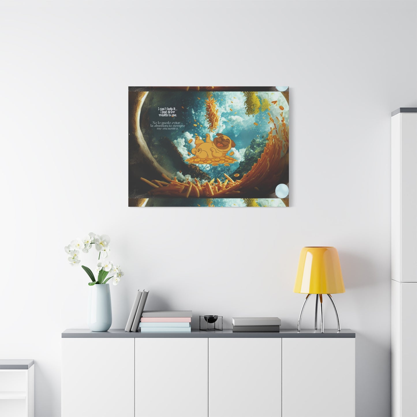 "Space dog" Canvas Art, Cute Dog Wall Decor, Animal Lover Gift, Living Room Wall Art, Pet Lover's Gift
