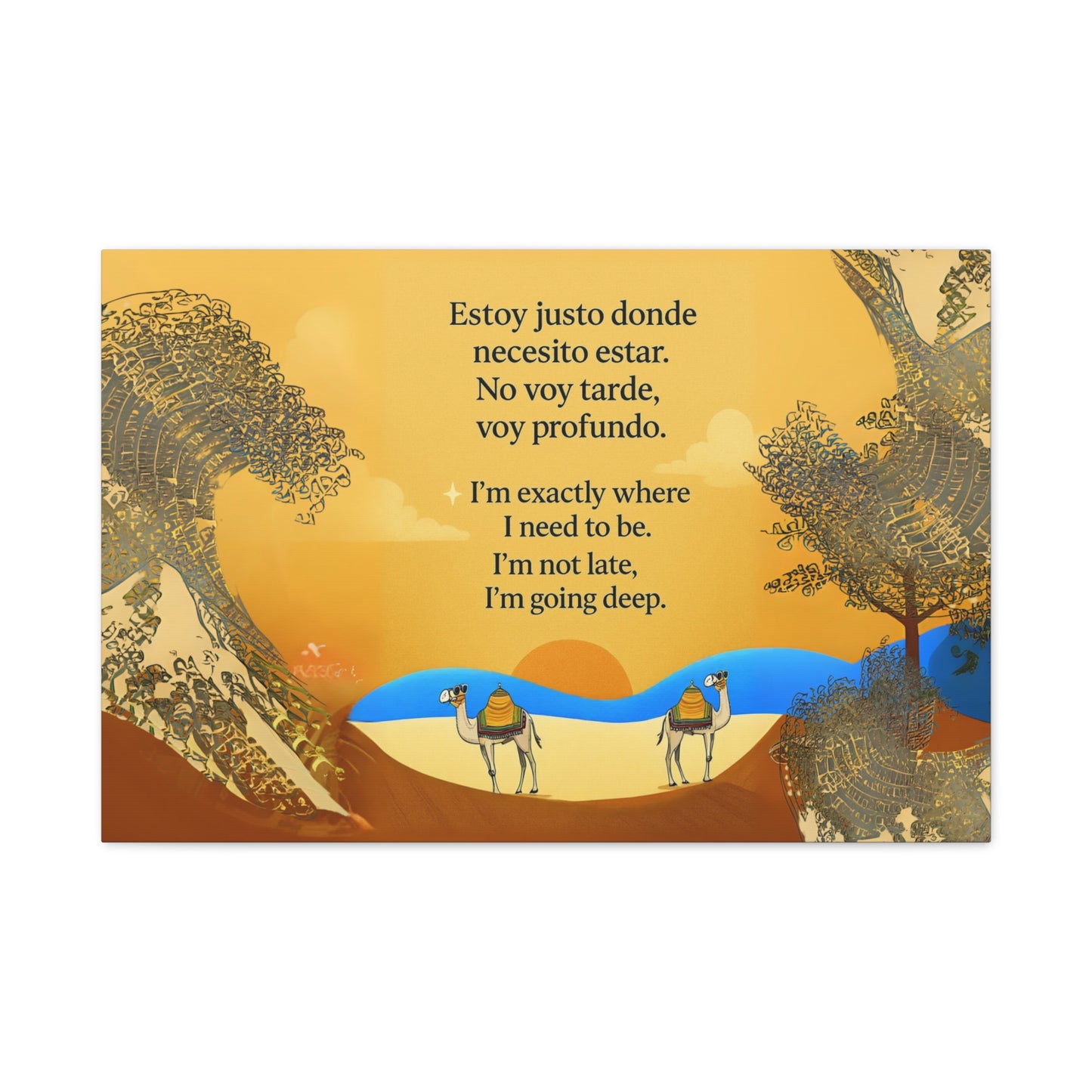 "Camells in the limbo" Inspirational Matte Canvas Wall Art, Camels and deserts, Motivational Decor for Home, Positive Quote Artwork, Gift for Friends, Modern Landscape Print