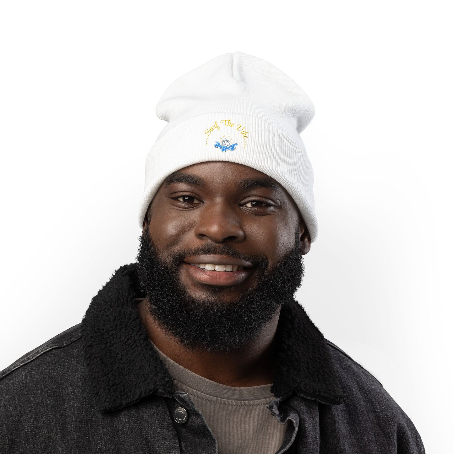 Surf the vibe beanie Embroidered! , Meditation Gift, Yoga Beanie, Casual Streetwear Accessory