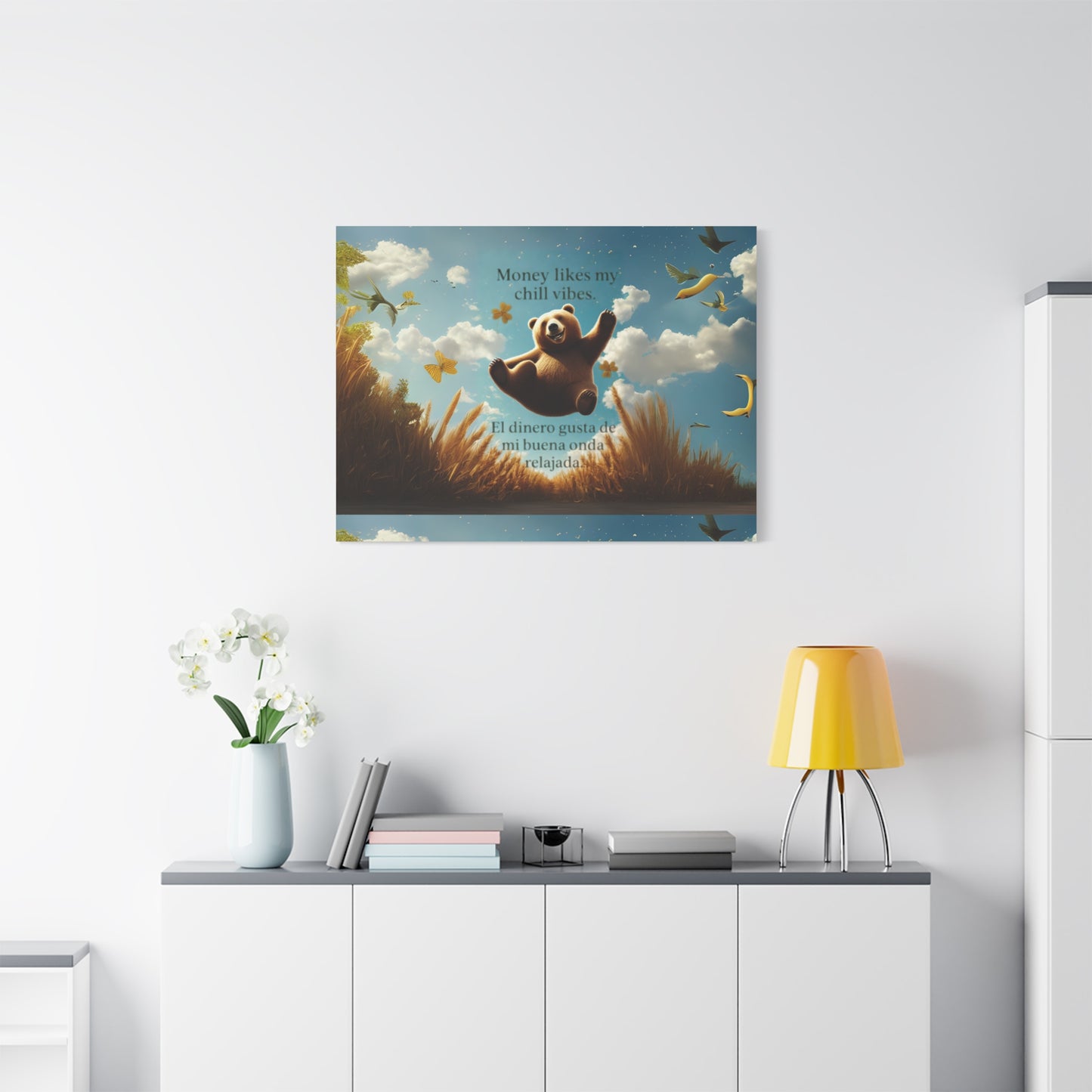 Copy of Chill Vibes Canvas Wall Art, Inspirational Decor for Home, Positive Quotes Art, Bear Illustration, Gifts for Friends