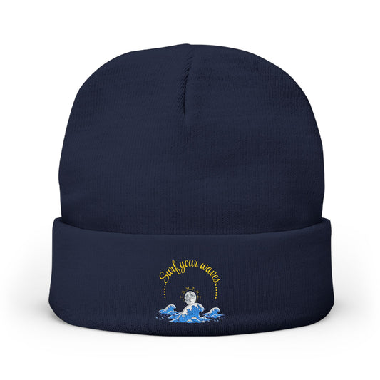 Surf your waves beanie Embroidered! , Meditation Gift, Yoga Beanie, Casual Streetwear Accessory