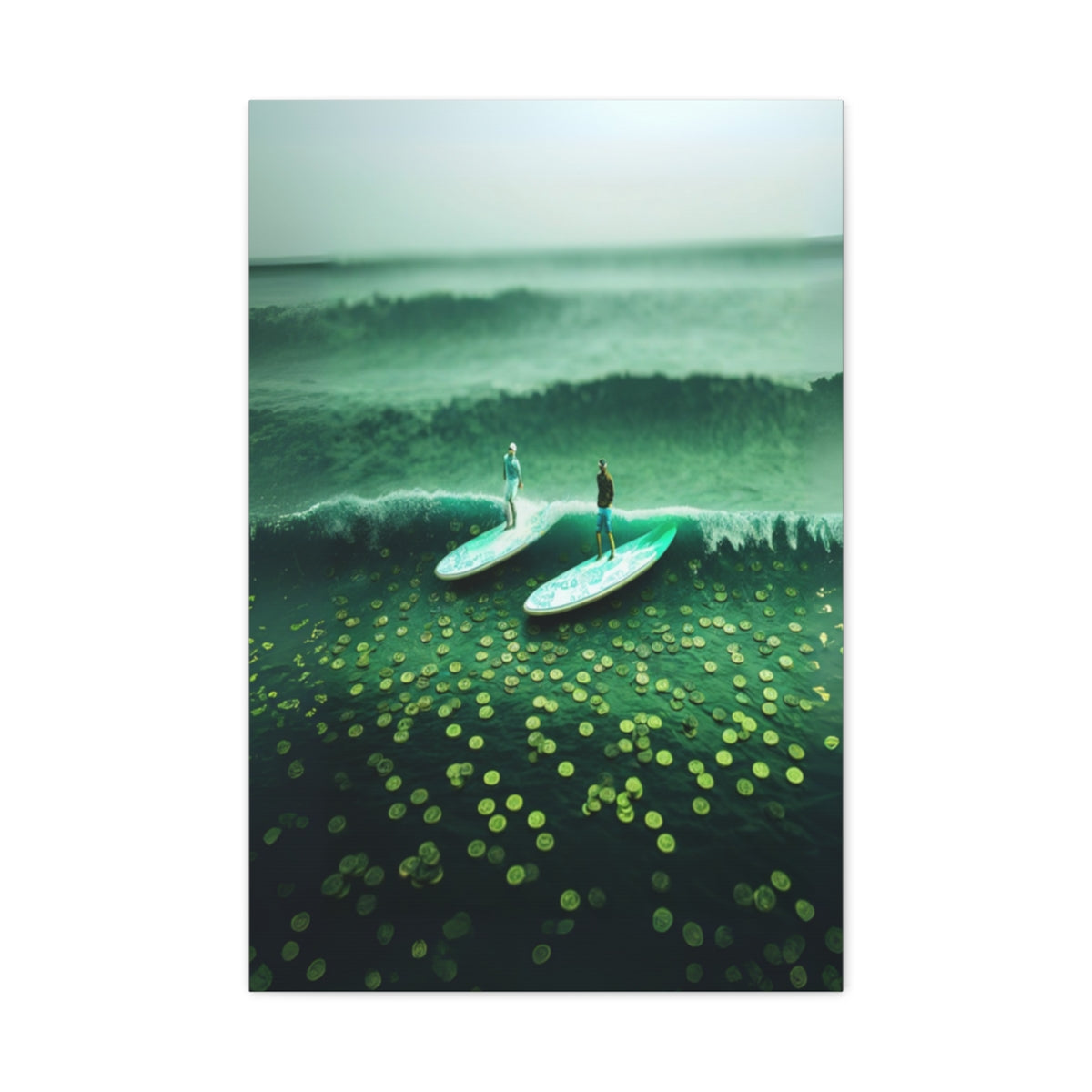 "Surfing Waves" Triptych Matte Canvas Art Print, Wall Decor for Beach Lovers triptych, Ocean Photography, Inspirational Home Decor, Gift for Surfers