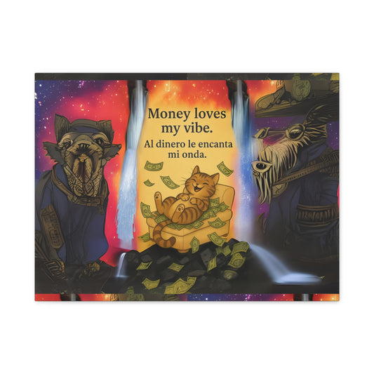 "Cosmic Feline Flow” – Surreal Abundance Canvas,Vibrant Canvas Wall Art, Colorful Cat Decor, Animal Art, Inspirational Wall Decor, Unique Gift for Pet Lovers