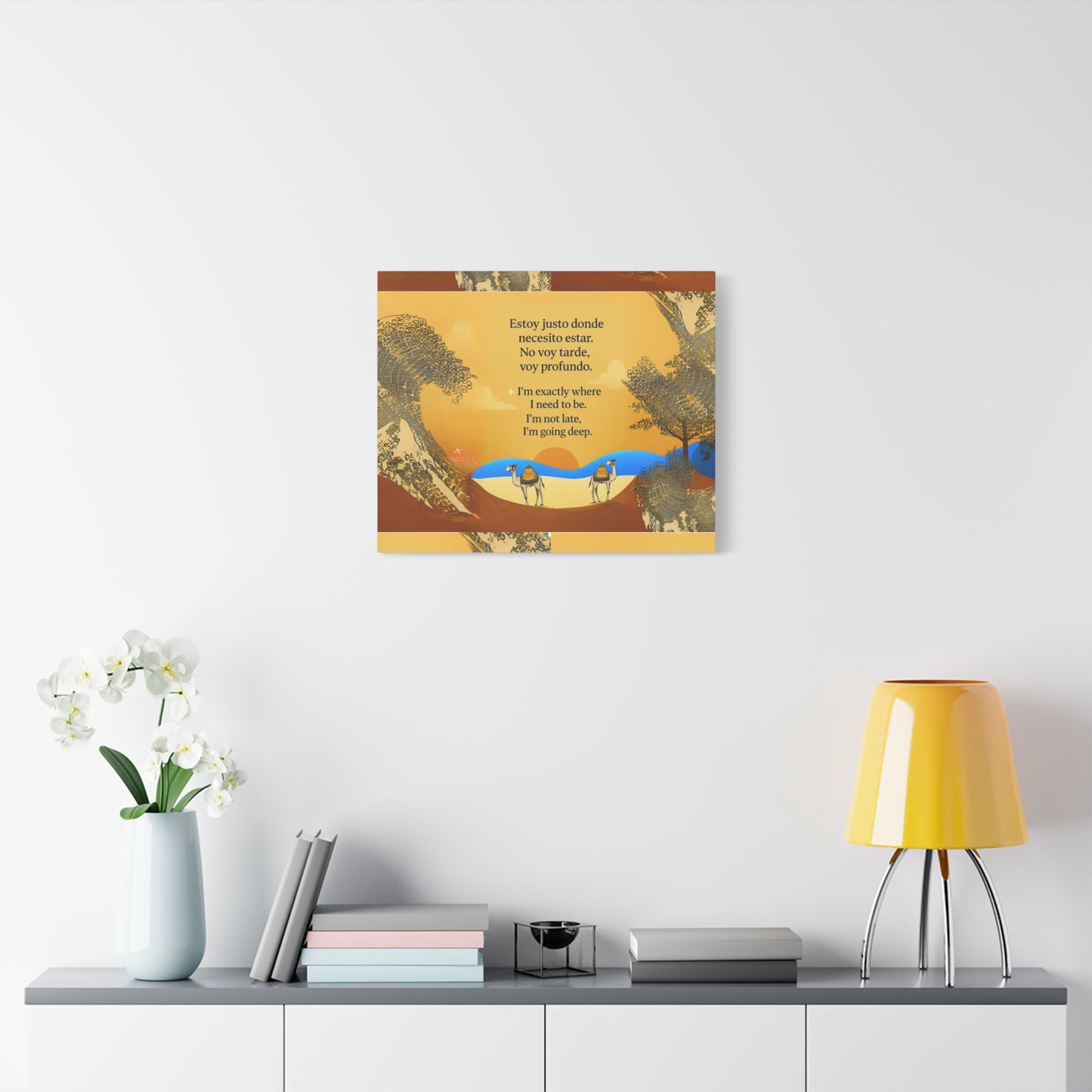 "Camells in the limbo" Inspirational Matte Canvas Wall Art, Camels and deserts, Motivational Decor for Home, Positive Quote Artwork, Gift for Friends, Modern Landscape Print