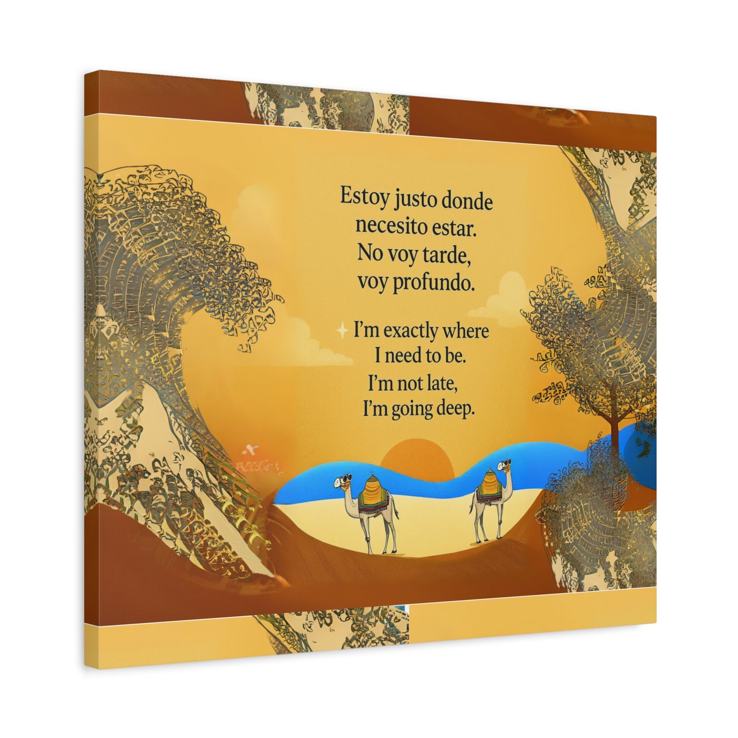 "Camells in the limbo" Inspirational Matte Canvas Wall Art, Camels and deserts, Motivational Decor for Home, Positive Quote Artwork, Gift for Friends, Modern Landscape Print