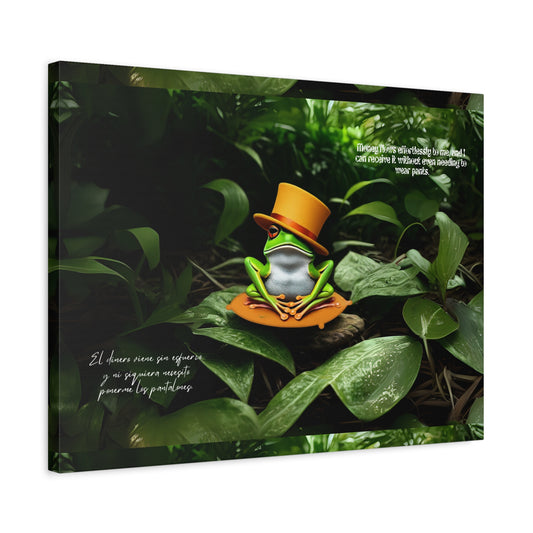 Whimsical Frog Art "ring ring renacuajo" Canvas, Nature Decor, Home Wall Art, Unique Gift for Nature Lovers, Quirky Frog Canvas Print