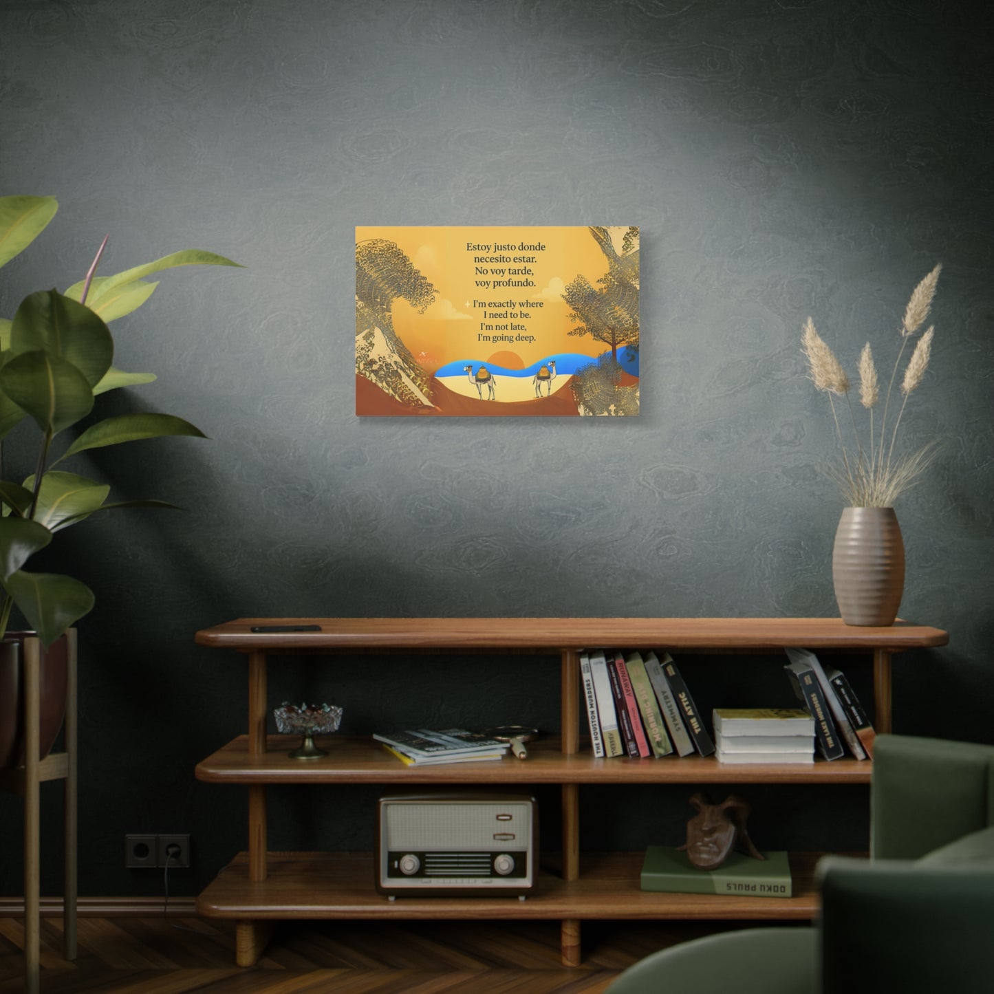 "Camells in the limbo" Inspirational Matte Canvas Wall Art, Camels and deserts, Motivational Decor for Home, Positive Quote Artwork, Gift for Friends, Modern Landscape Print