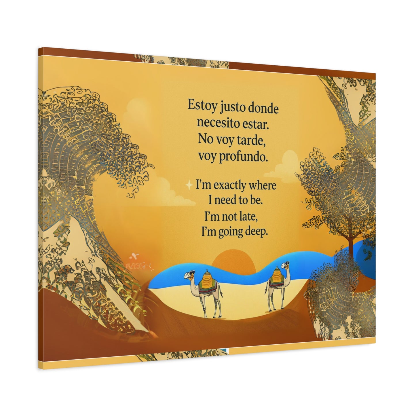 "Camells in the limbo" Inspirational Matte Canvas Wall Art, Camels and deserts, Motivational Decor for Home, Positive Quote Artwork, Gift for Friends, Modern Landscape Print
