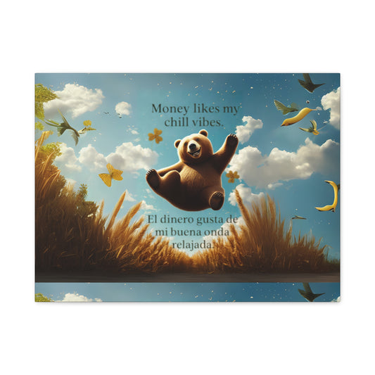 Copy of Chill Vibes Canvas Wall Art, Inspirational Decor for Home, Positive Quotes Art, Bear Illustration, Gifts for Friends