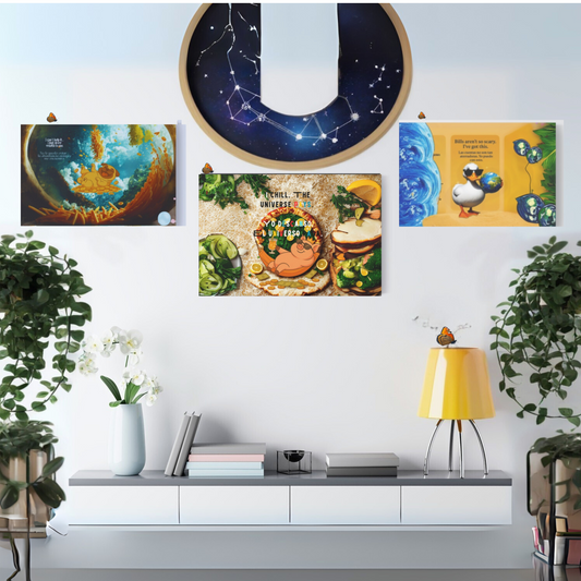 “Playful Universe Canvas Set – Dog, Pig & Duck Inspirational Wall Art”