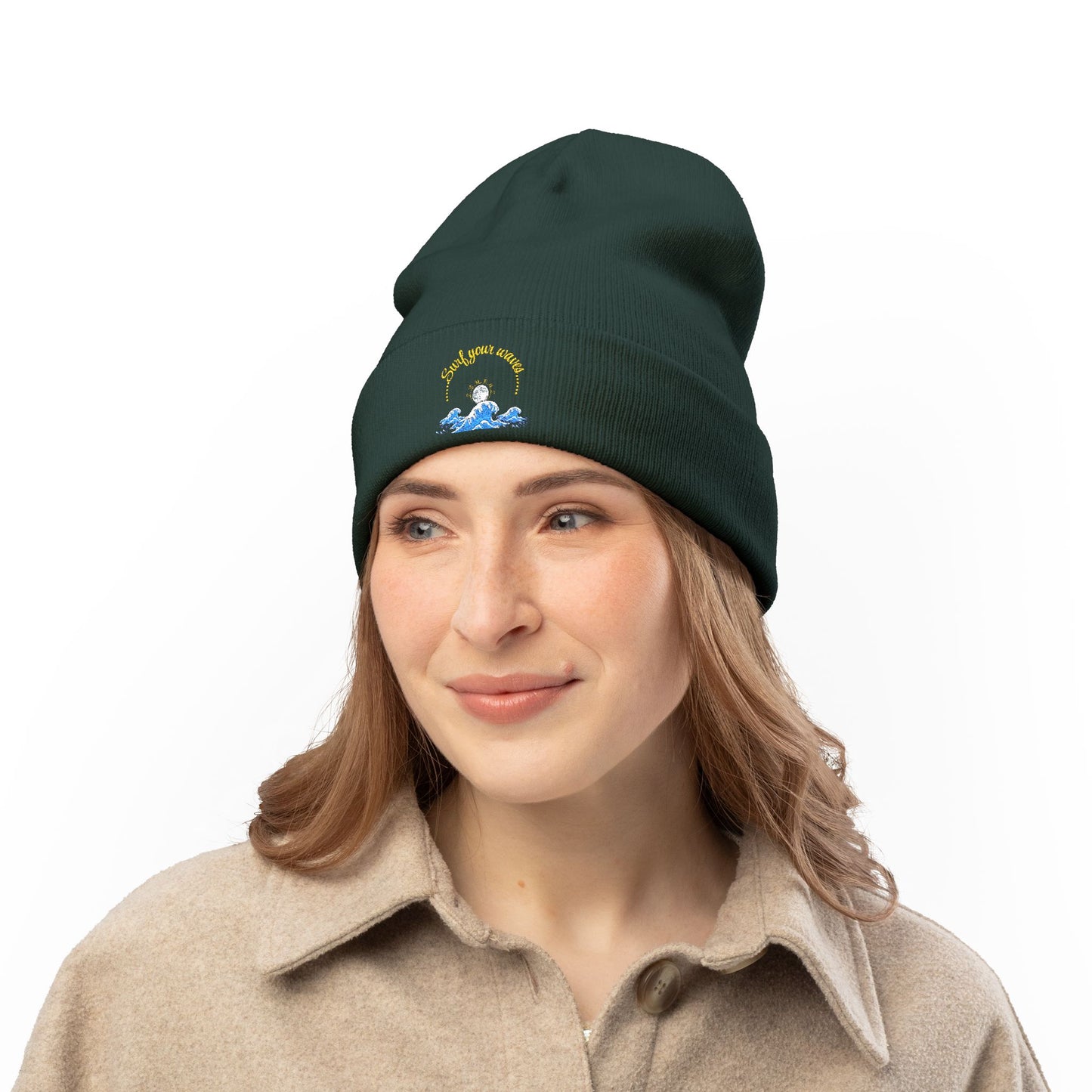 Surf your waves beanie Embroidered! , Meditation Gift, Yoga Beanie, Casual Streetwear Accessory