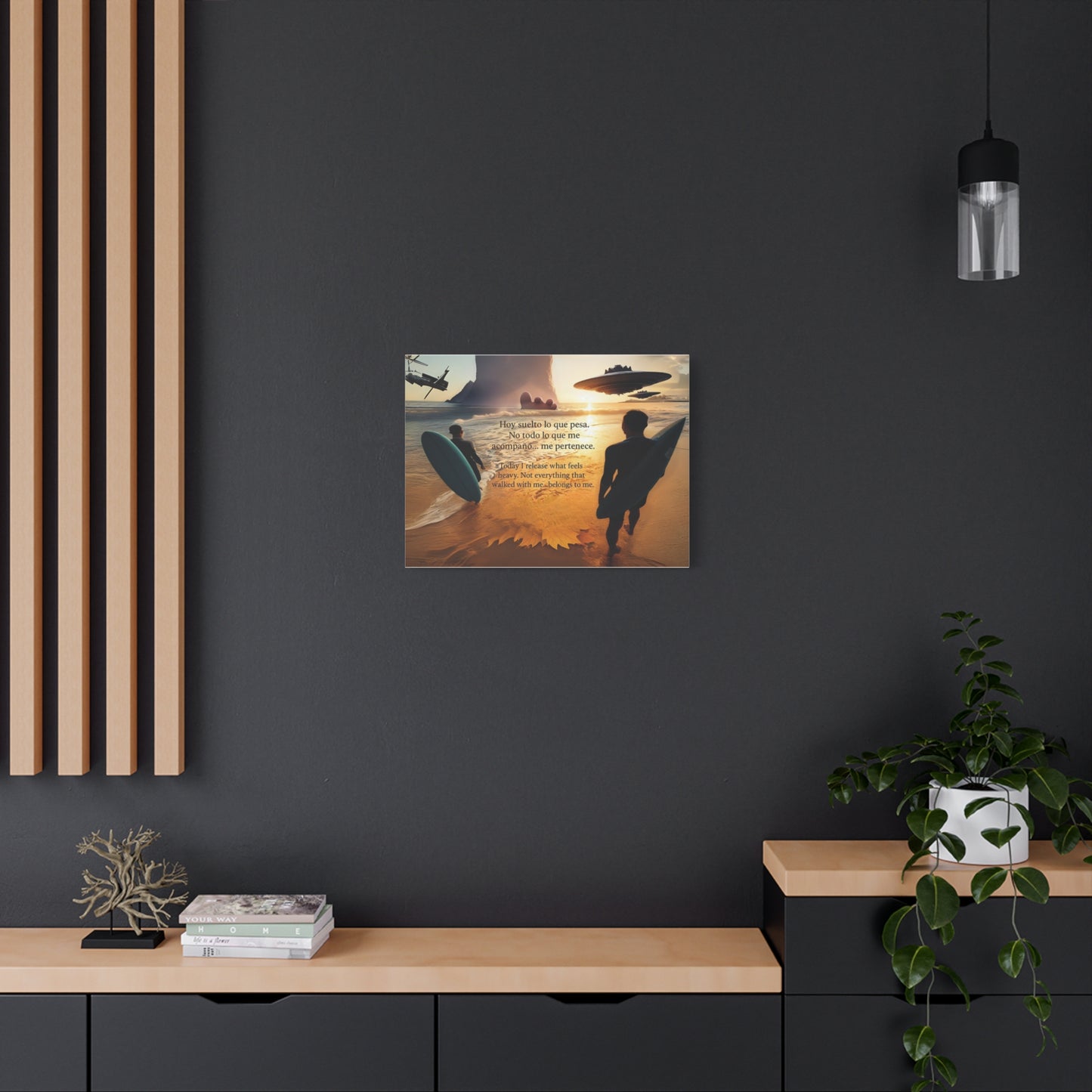 "OVNIS IN THE BEACH"  Inspirational Wall Art, Motivational Canvas Print, Beach Vibe Decor, Surfing Home Art, Positive Affirmation Canvas