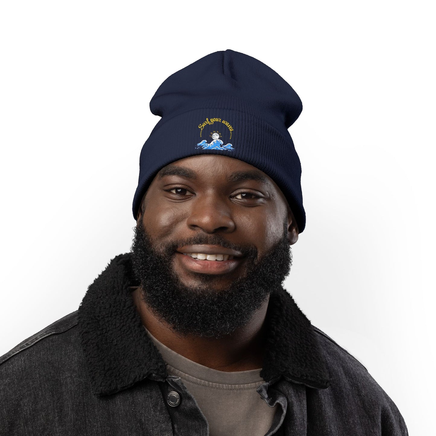 Surf your waves beanie Embroidered! , Meditation Gift, Yoga Beanie, Casual Streetwear Accessory