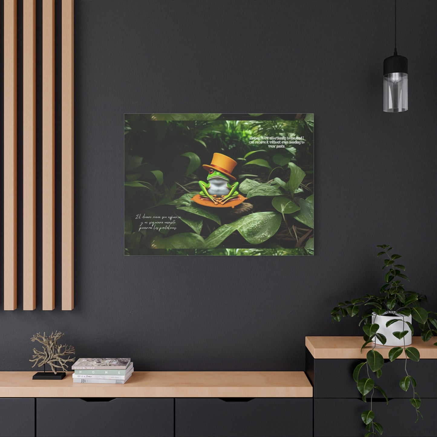 Whimsical Frog Art "ring ring renacuajo" Canvas, Nature Decor, Home Wall Art, Unique Gift for Nature Lovers, Quirky Frog Canvas Print
