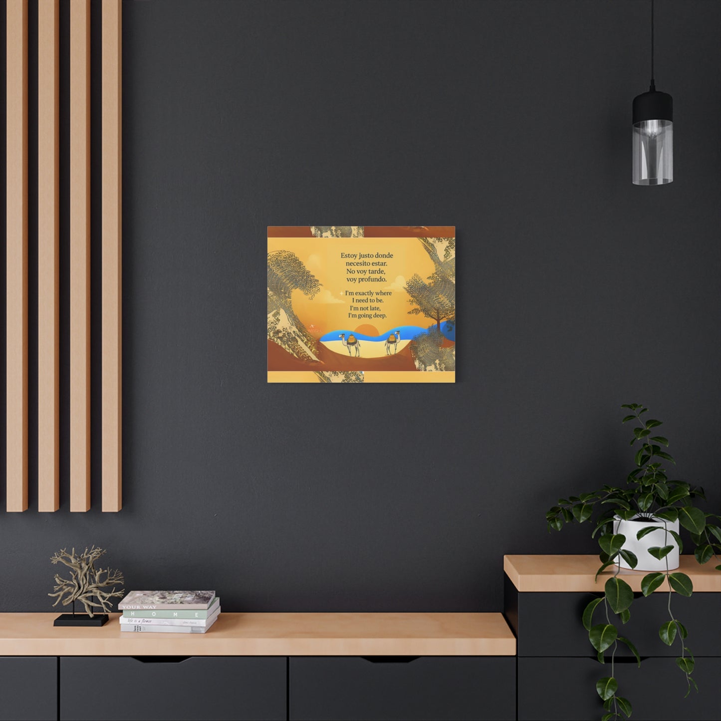 "Camells in the limbo" Inspirational Matte Canvas Wall Art, Camels and deserts, Motivational Decor for Home, Positive Quote Artwork, Gift for Friends, Modern Landscape Print
