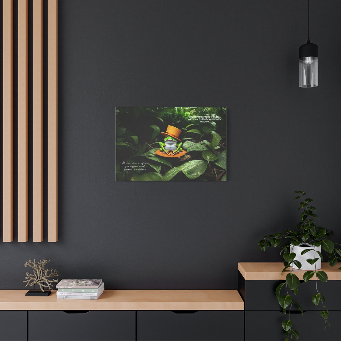 Whimsical Frog Art "ring ring renacuajo" Canvas, Nature Decor, Home Wall Art, Unique Gift for Nature Lovers, Quirky Frog Canvas Print