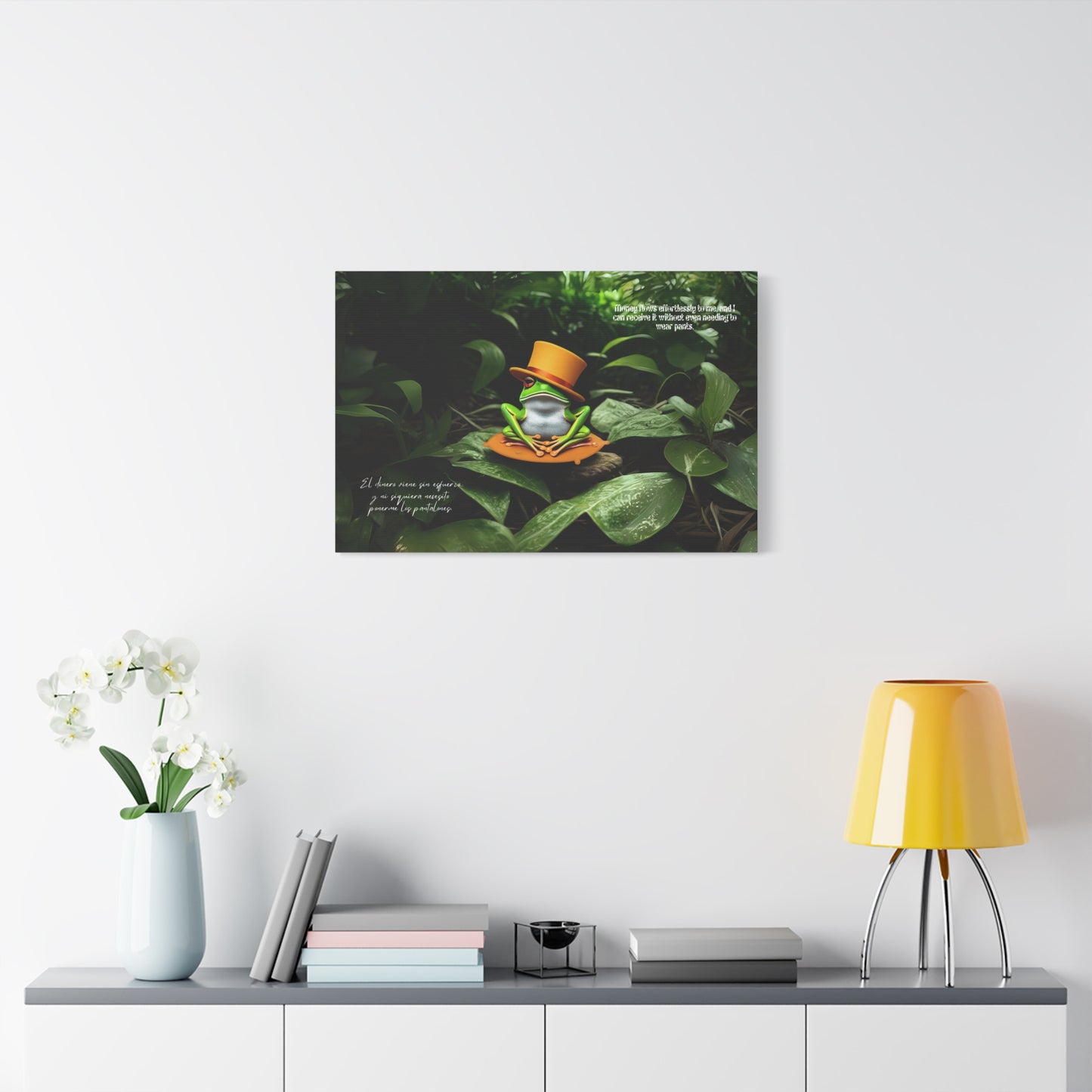 Whimsical Frog Art "ring ring renacuajo" Canvas, Nature Decor, Home Wall Art, Unique Gift for Nature Lovers, Quirky Frog Canvas Print