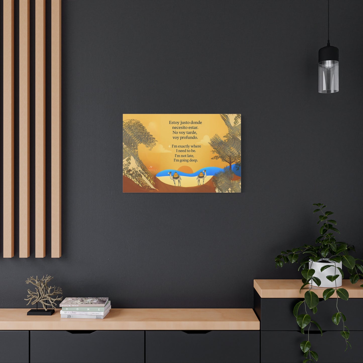 "Camells in the limbo" Inspirational Matte Canvas Wall Art, Camels and deserts, Motivational Decor for Home, Positive Quote Artwork, Gift for Friends, Modern Landscape Print