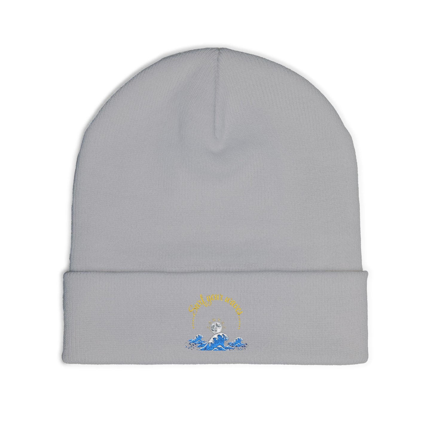 Surf your waves beanie Embroidered! , Meditation Gift, Yoga Beanie, Casual Streetwear Accessory