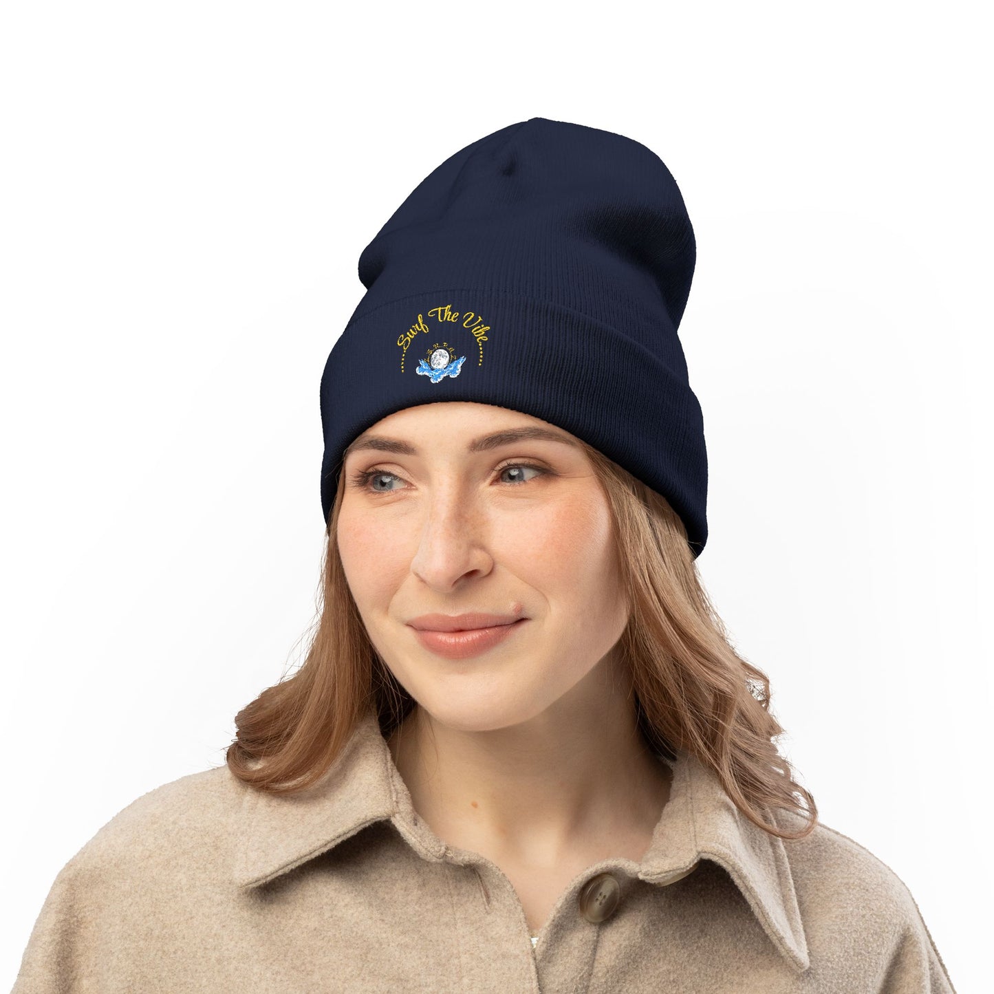 Surf the vibe beanie Embroidered! , Meditation Gift, Yoga Beanie, Casual Streetwear Accessory