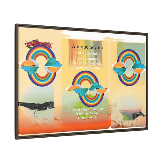 Framed Rainbow Canvas Print – Inspirational Quote Wall Art, Positive Energy Home Decor, Vibrant Colorful Artwork for Living Room & Gifts