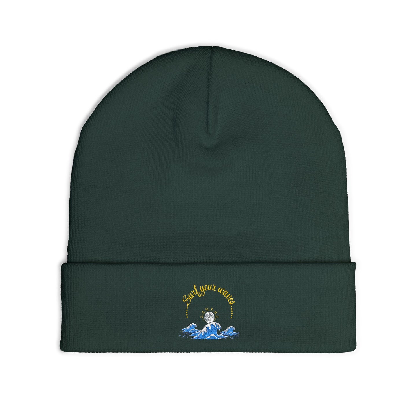 Surf your waves beanie Embroidered! , Meditation Gift, Yoga Beanie, Casual Streetwear Accessory