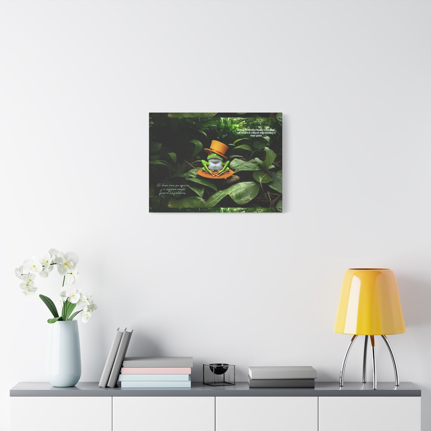 Whimsical Frog Art "ring ring renacuajo" Canvas, Nature Decor, Home Wall Art, Unique Gift for Nature Lovers, Quirky Frog Canvas Print