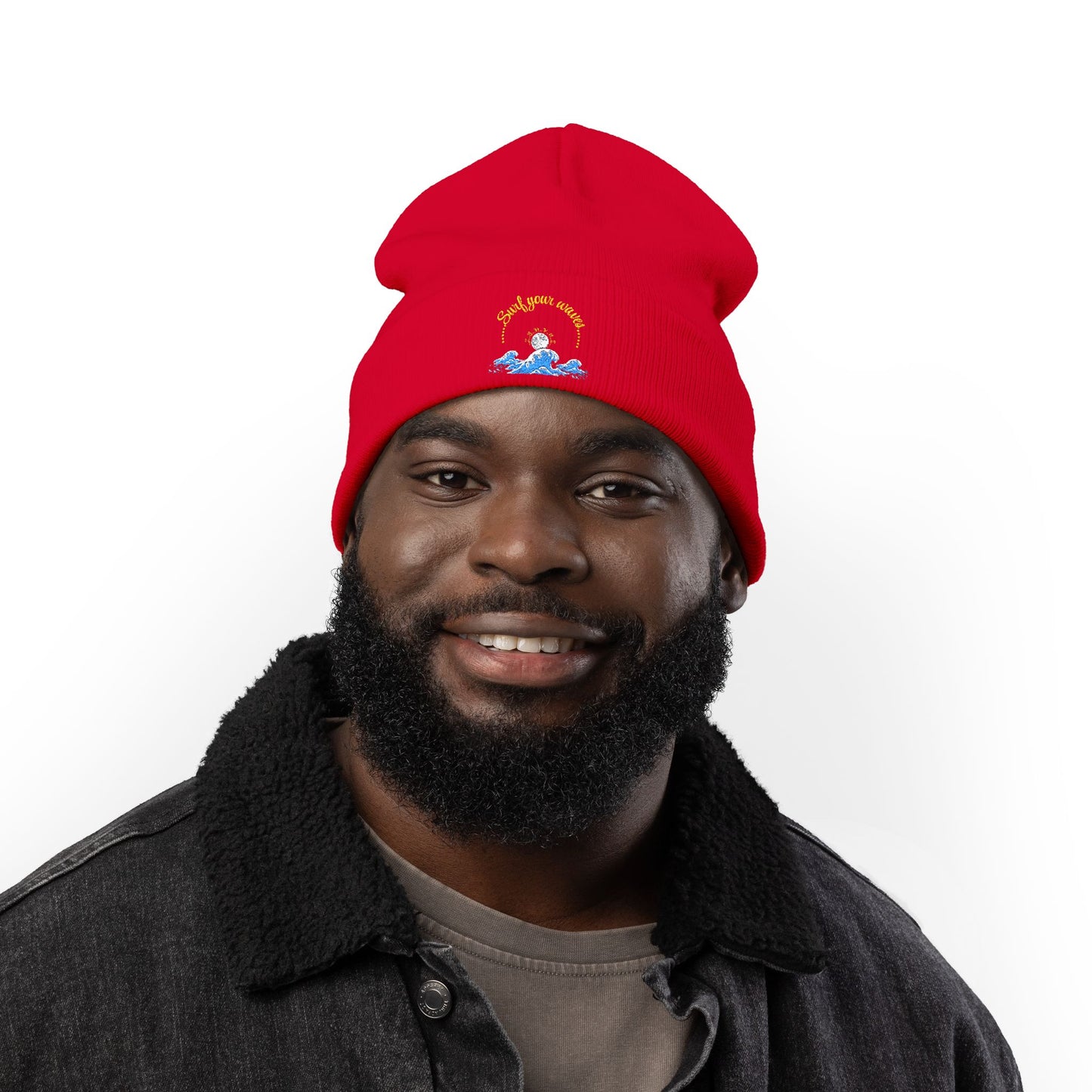 Surf your waves beanie Embroidered! , Meditation Gift, Yoga Beanie, Casual Streetwear Accessory