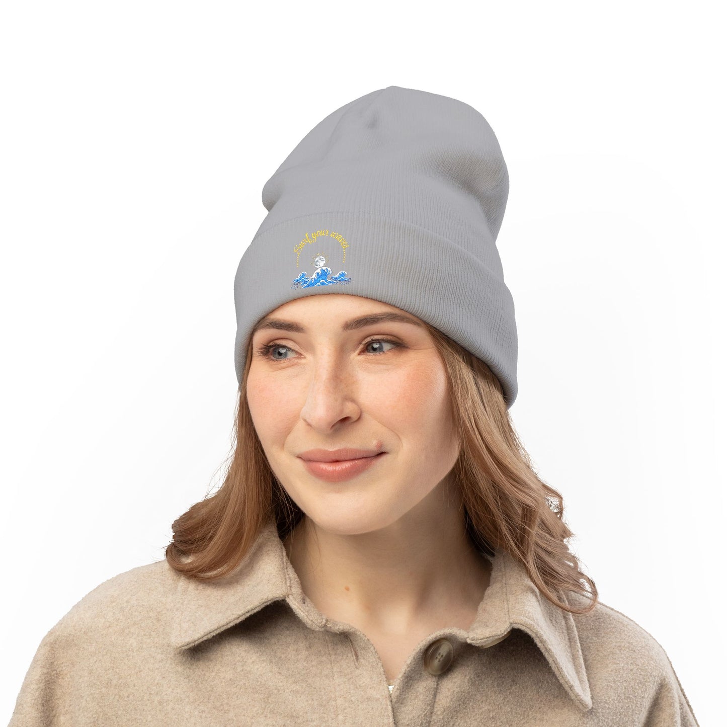 Surf your waves beanie Embroidered! , Meditation Gift, Yoga Beanie, Casual Streetwear Accessory