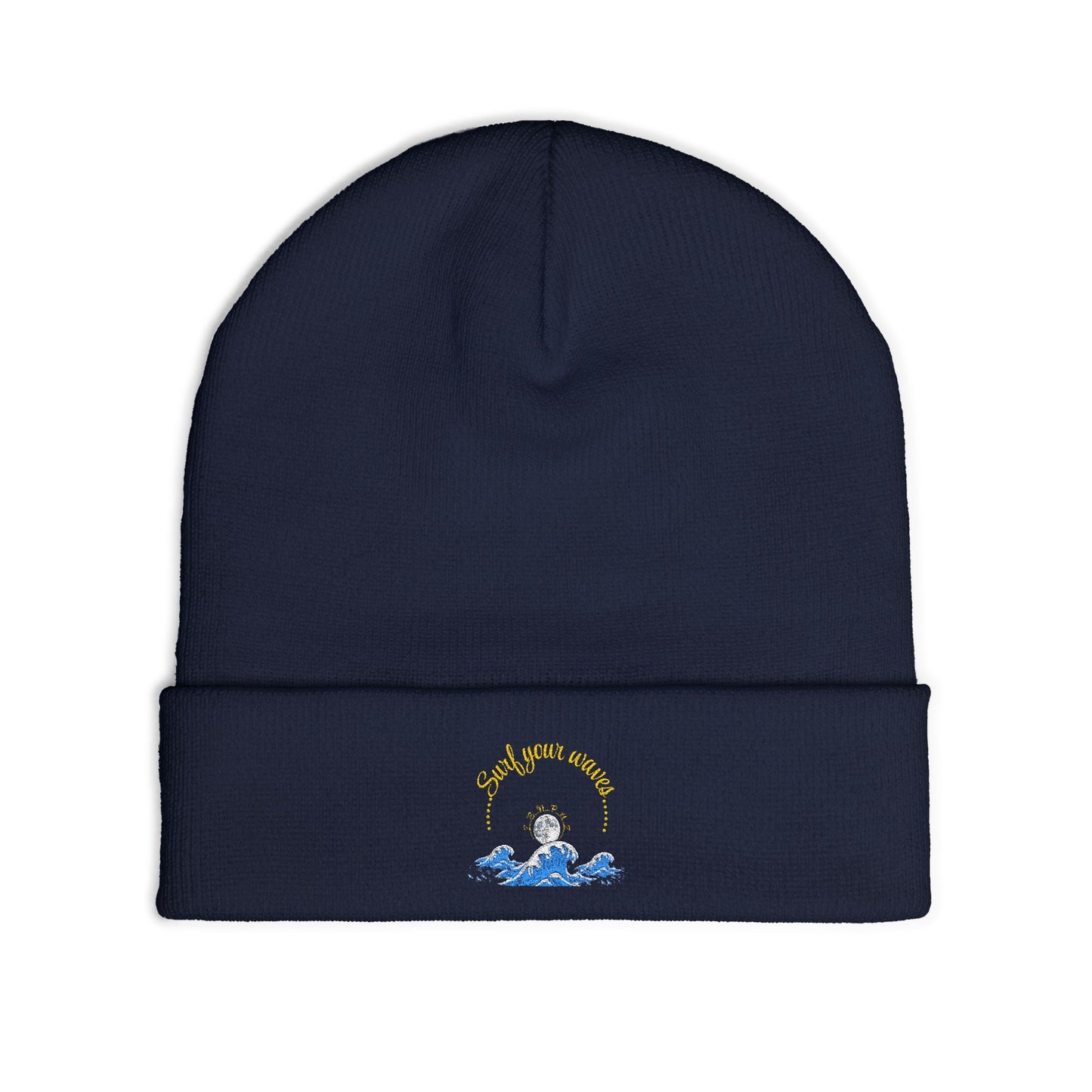 Surf your waves beanie Embroidered! , Meditation Gift, Yoga Beanie, Casual Streetwear Accessory