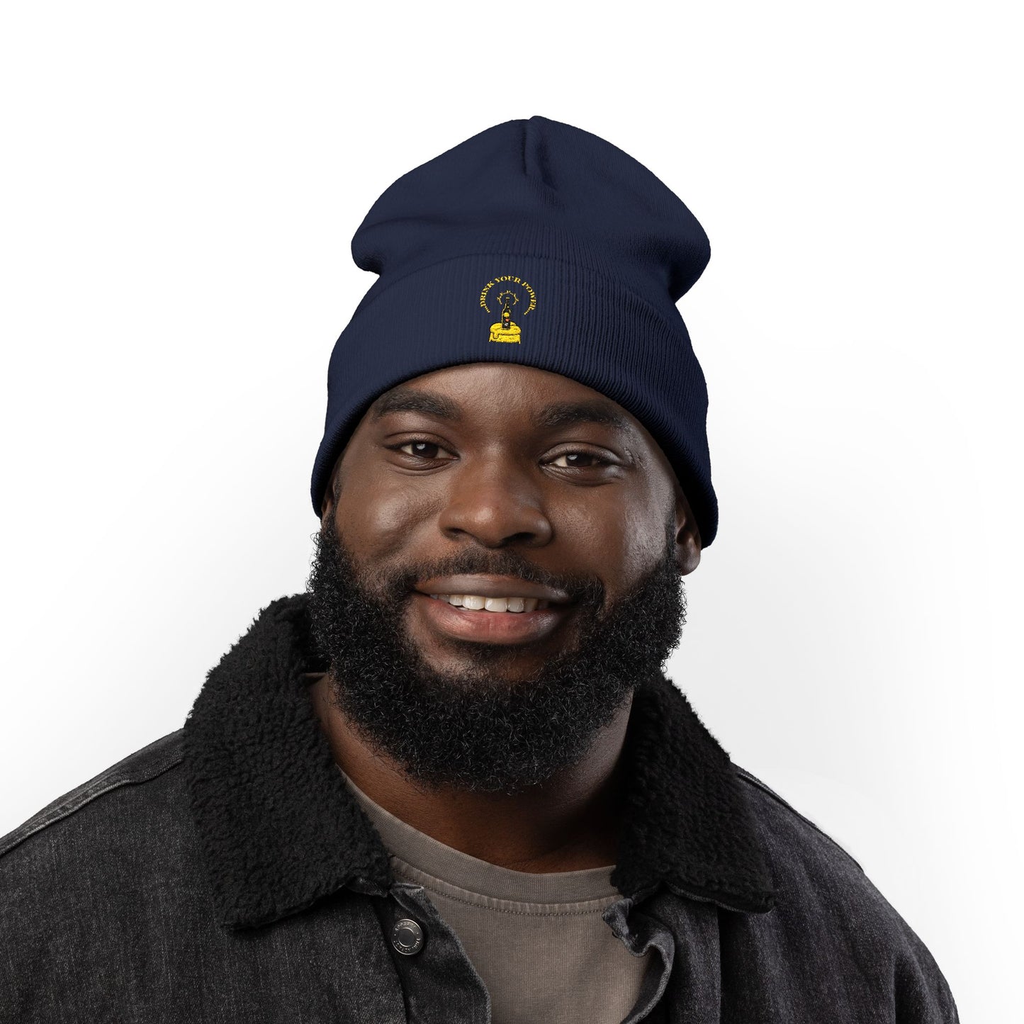 Mindful Drink your power beanie Embroidered , Meditation Gift, Yoga Beanie, Casual Streetwear Accessory