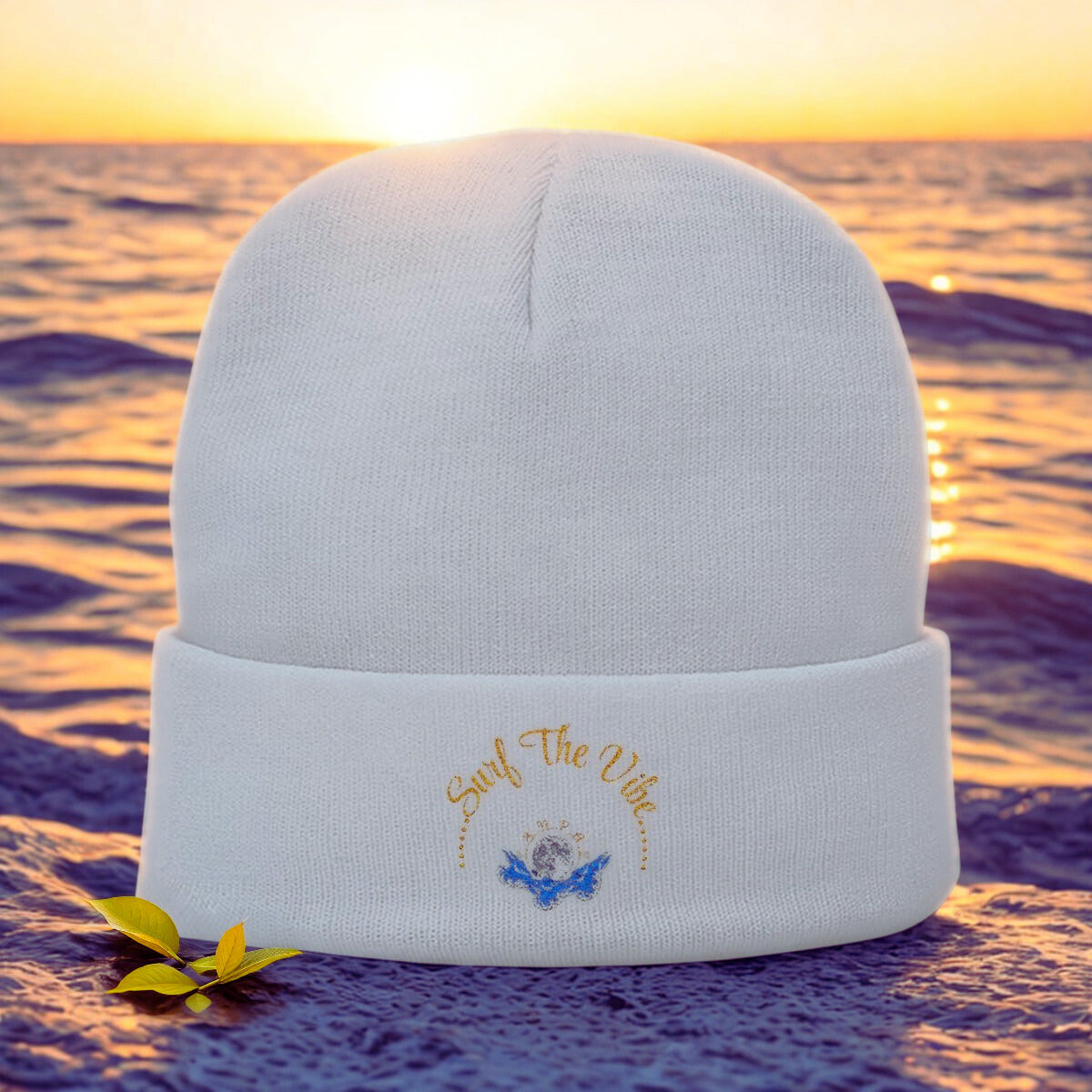 Surf the vibe beanie Embroidered! , Meditation Gift, Yoga Beanie, Casual Streetwear Accessory