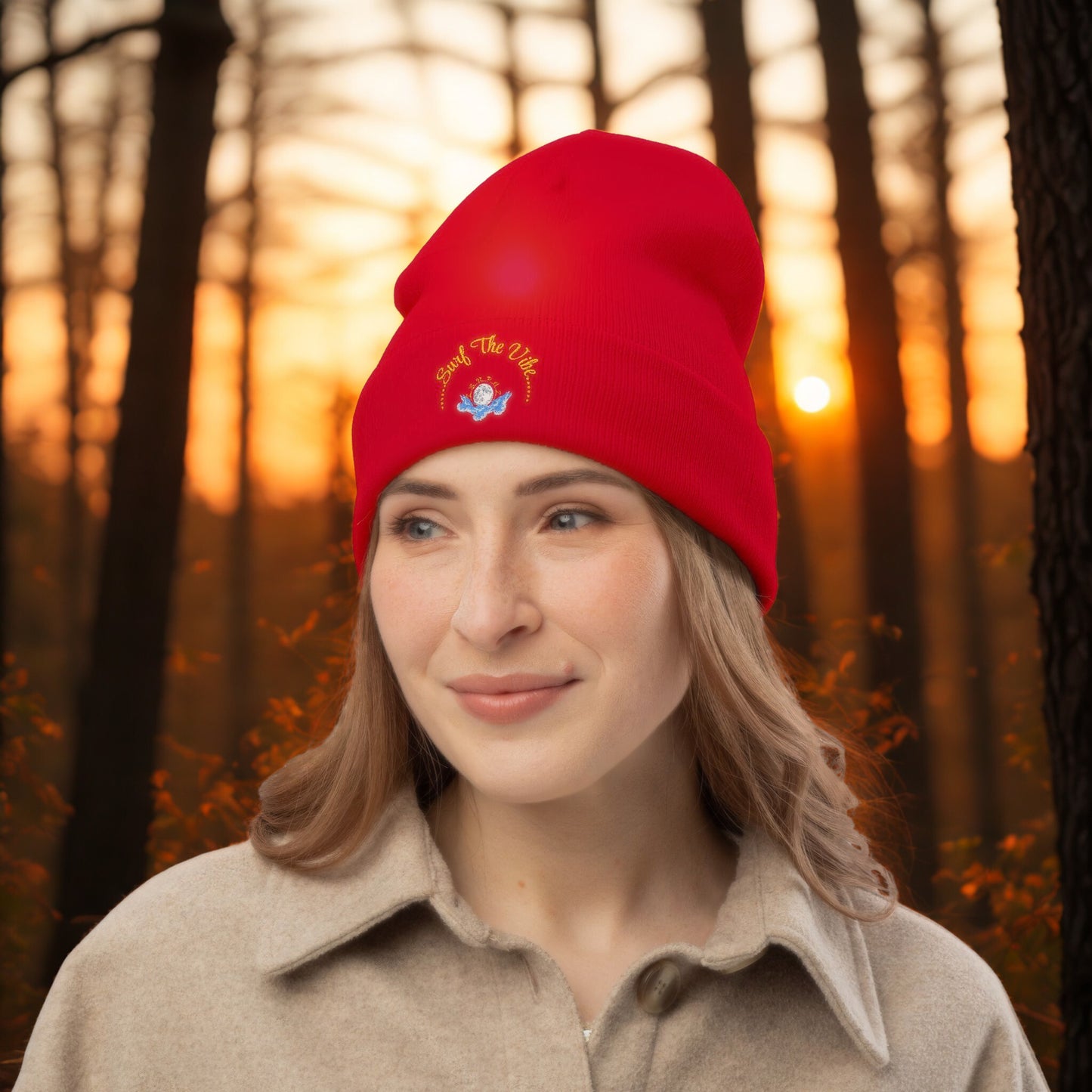 Surf the vibe beanie Embroidered! , Meditation Gift, Yoga Beanie, Casual Streetwear Accessory