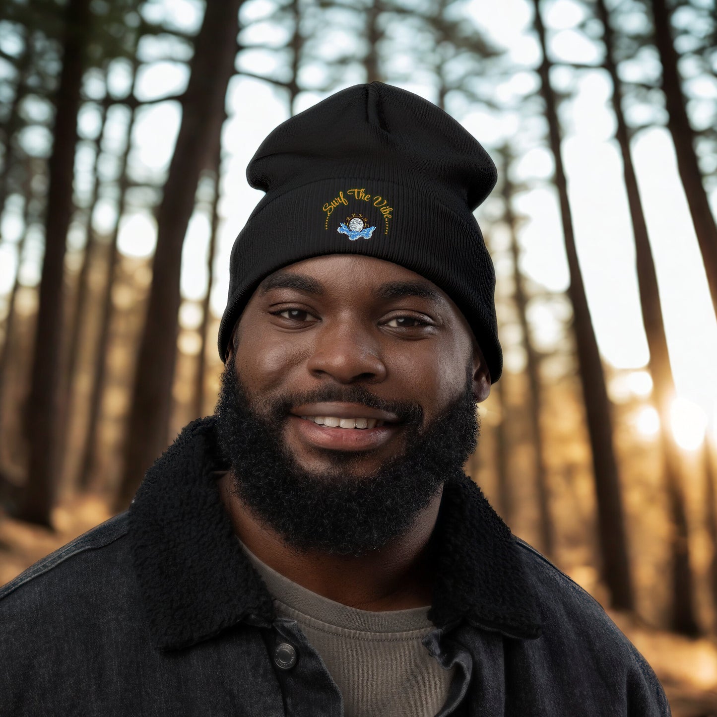 Surf the vibe beanie Embroidered! , Meditation Gift, Yoga Beanie, Casual Streetwear Accessory