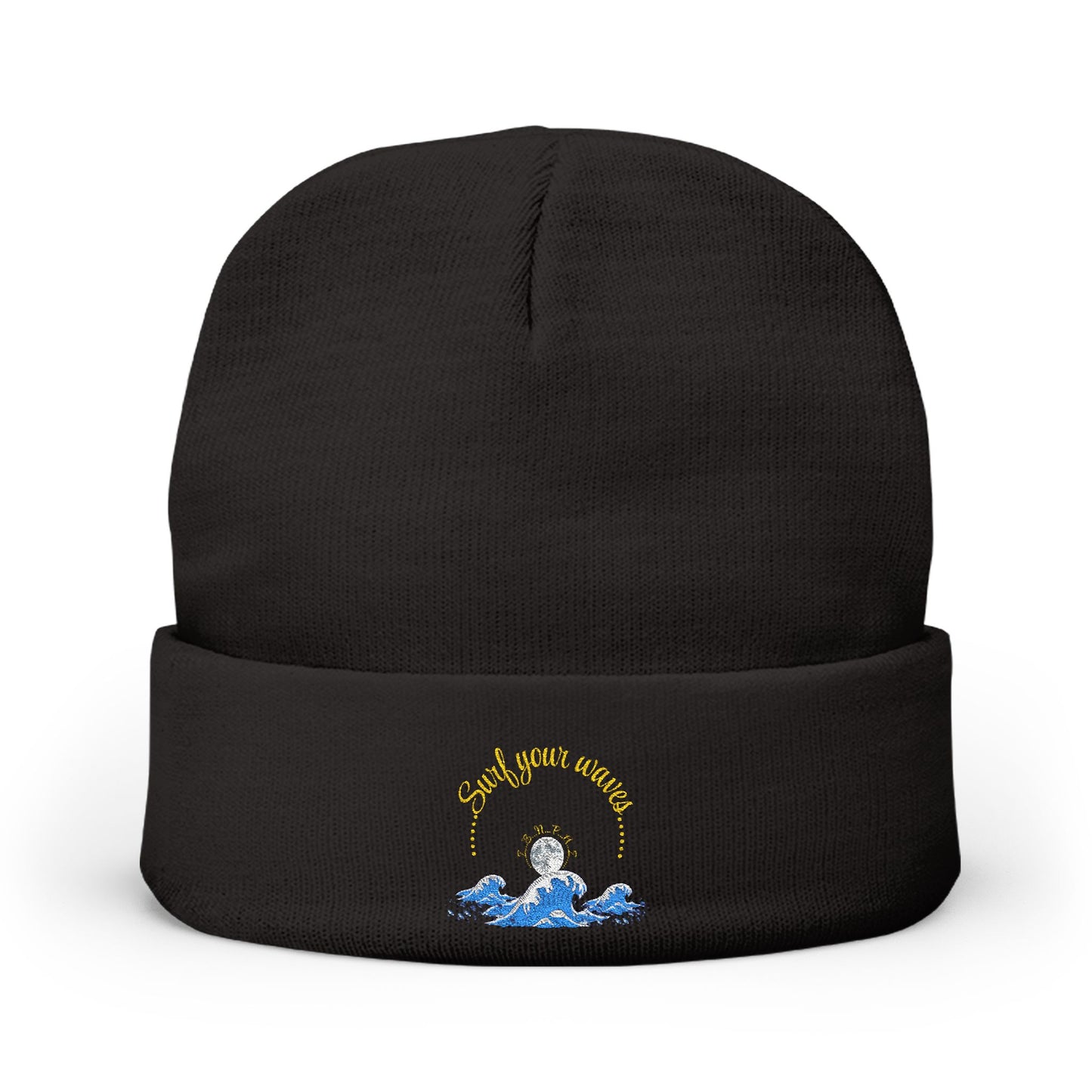 Surf your waves beanie Embroidered! , Meditation Gift, Yoga Beanie, Casual Streetwear Accessory