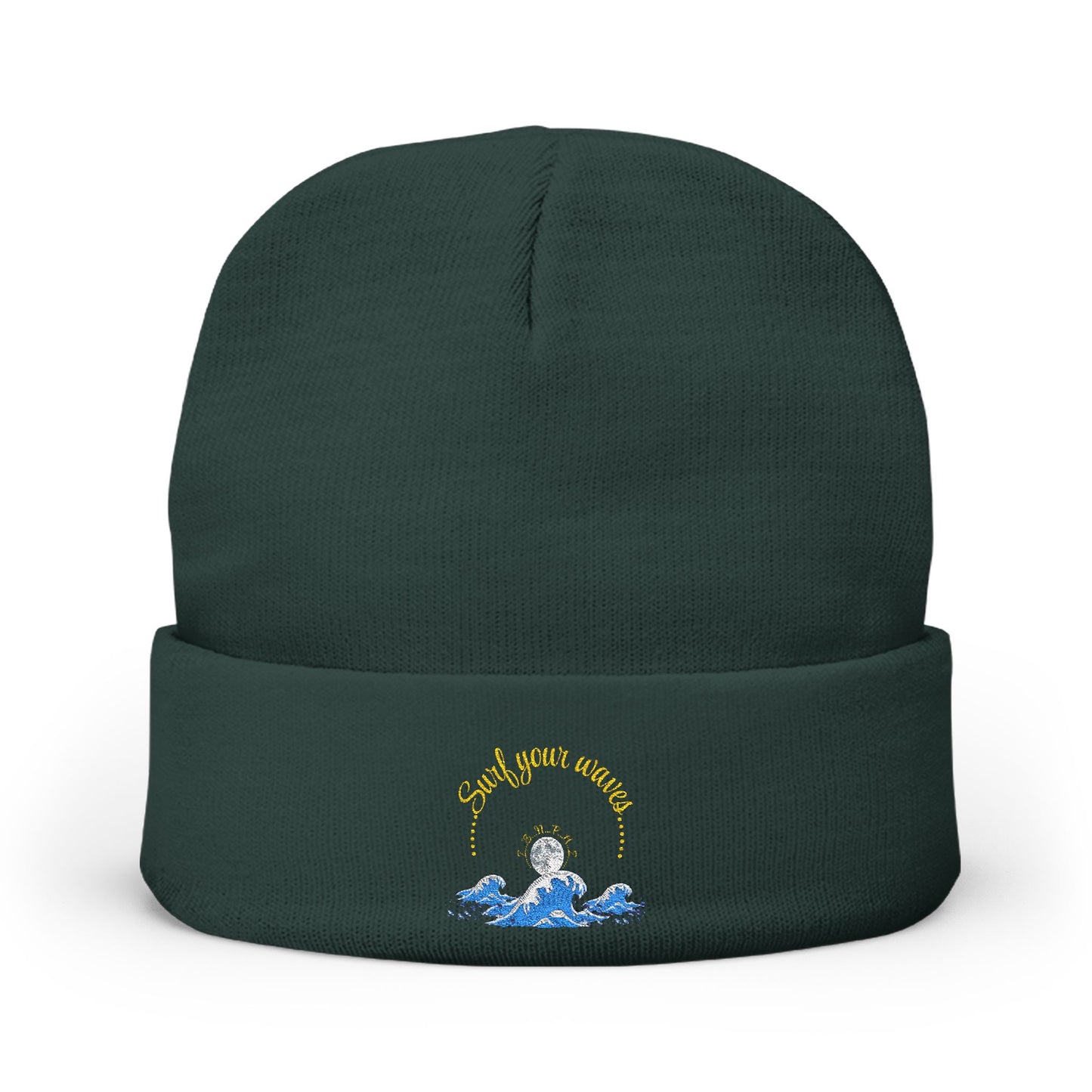 Surf your waves beanie Embroidered! , Meditation Gift, Yoga Beanie, Casual Streetwear Accessory