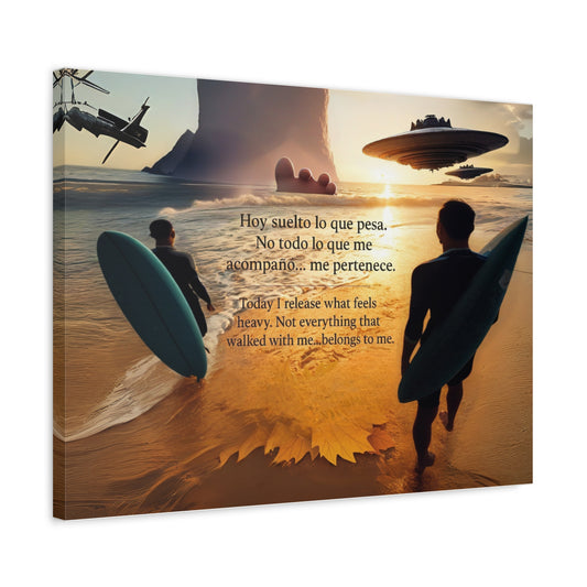 "OVNIS IN THE BEACH"  Inspirational Wall Art, Motivational Canvas Print, Beach Vibe Decor, Surfing Home Art, Positive Affirmation Canvas