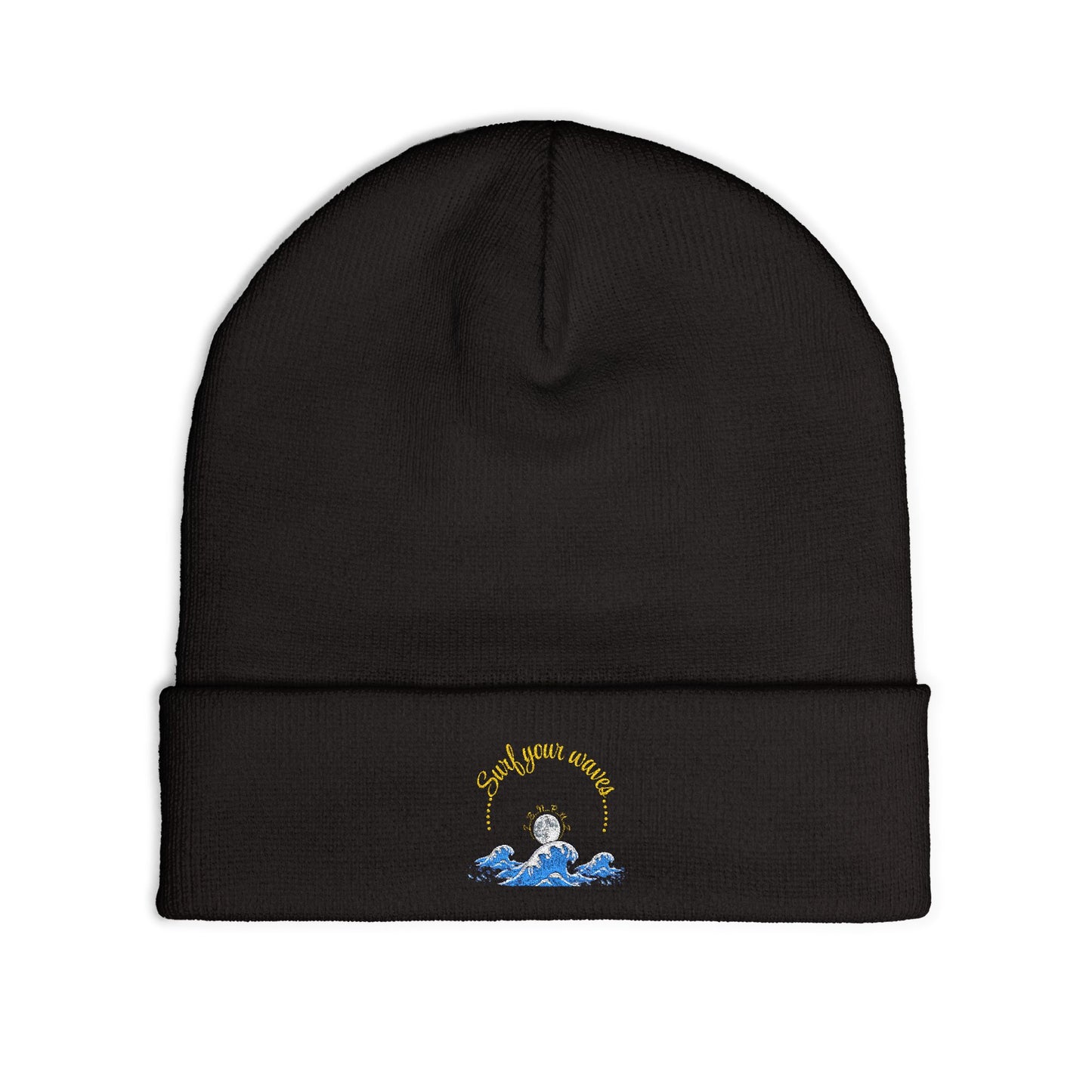 Surf your waves beanie Embroidered! , Meditation Gift, Yoga Beanie, Casual Streetwear Accessory