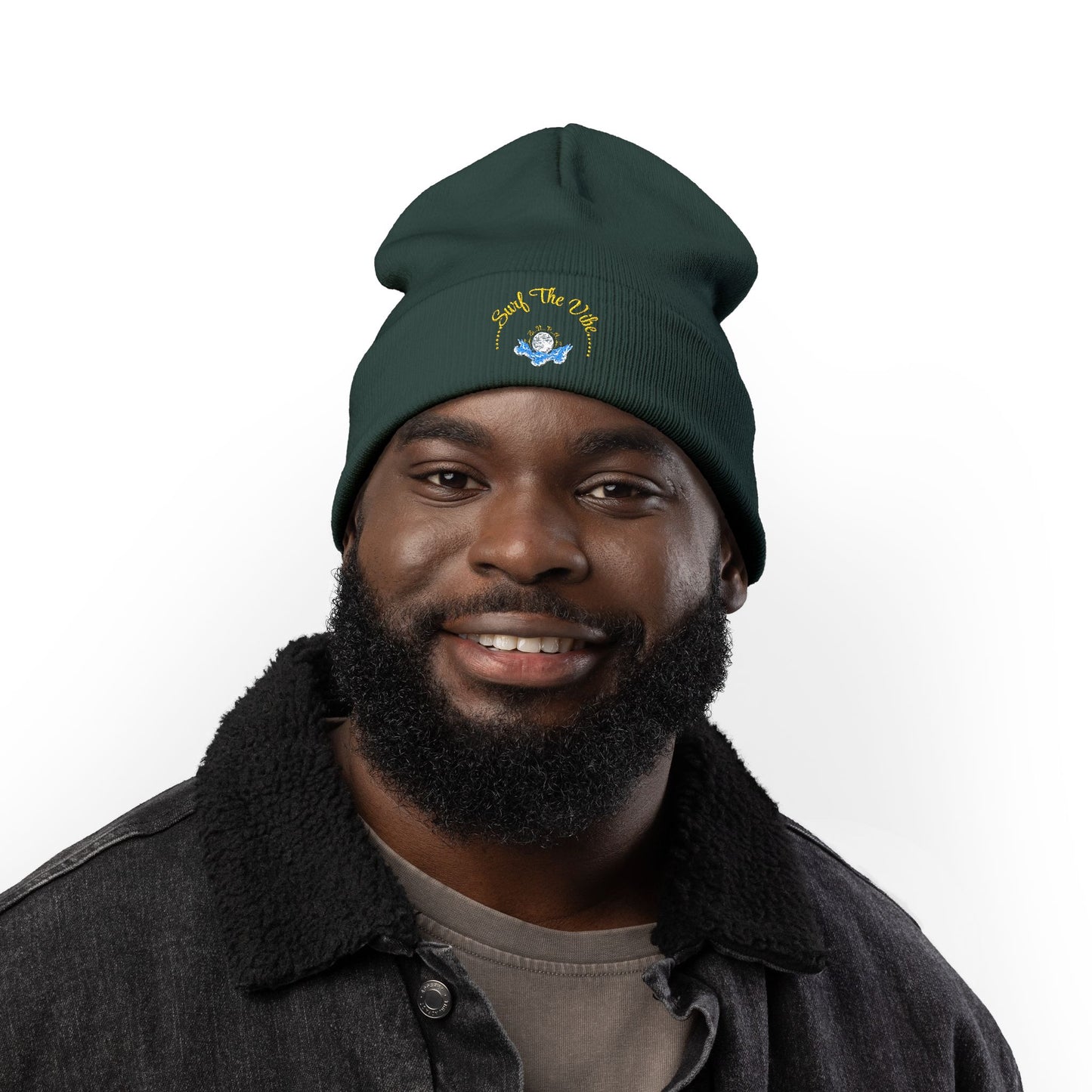 Surf the vibe beanie Embroidered! , Meditation Gift, Yoga Beanie, Casual Streetwear Accessory