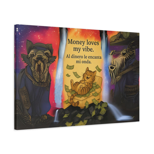 "Cosmic Feline Flow” – Surreal Abundance Canvas,Vibrant Canvas Wall Art, Colorful Cat Decor, Animal Art, Inspirational Wall Decor, Unique Gift for Pet Lovers