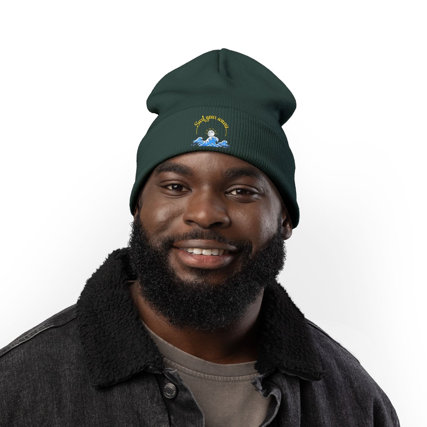 Surf your waves beanie Embroidered! , Meditation Gift, Yoga Beanie, Casual Streetwear Accessory