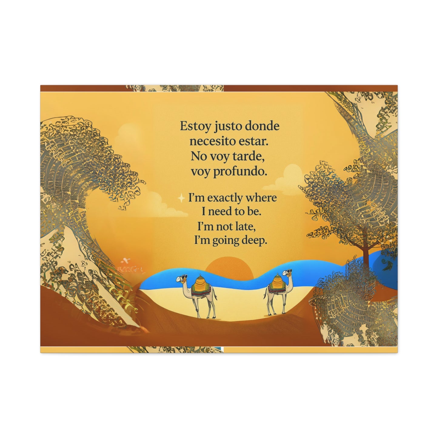 "Camells in the limbo" Inspirational Matte Canvas Wall Art, Camels and deserts, Motivational Decor for Home, Positive Quote Artwork, Gift for Friends, Modern Landscape Print