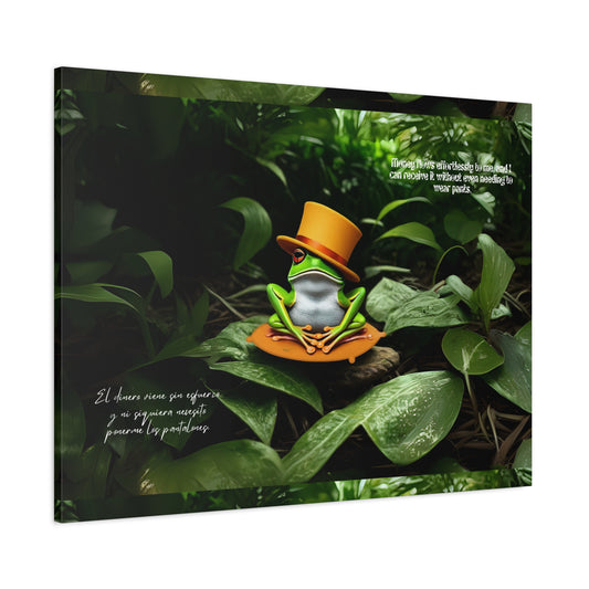 Whimsical Frog Art "ring ring renacuajo" Canvas, Nature Decor, Home Wall Art, Unique Gift for Nature Lovers, Quirky Frog Canvas Print