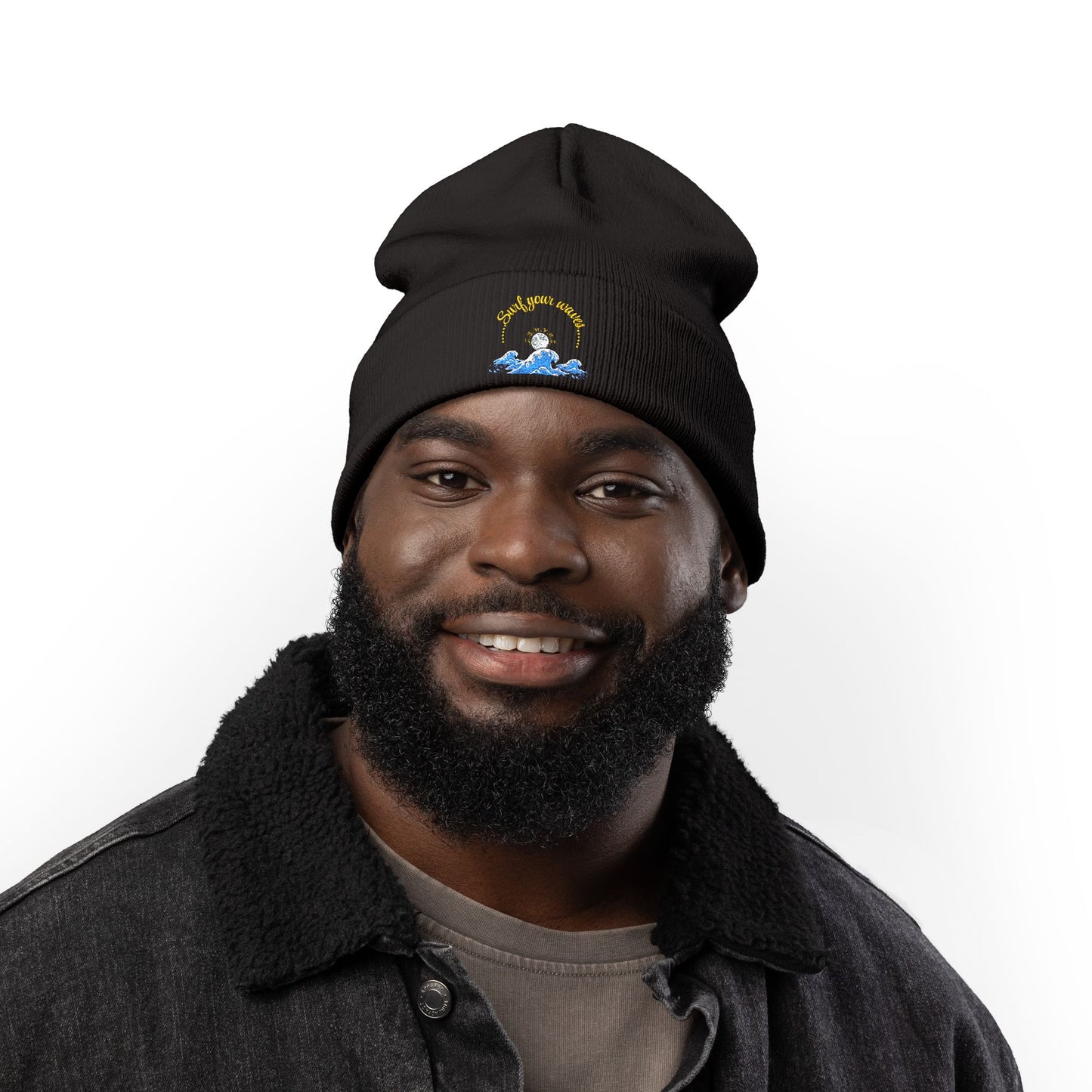 Surf your waves beanie Embroidered! , Meditation Gift, Yoga Beanie, Casual Streetwear Accessory