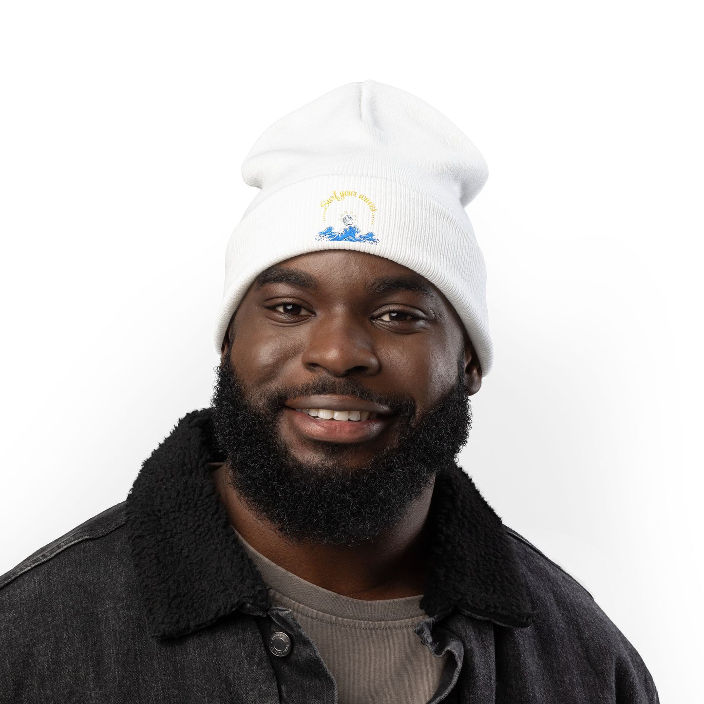Surf your waves beanie Embroidered! , Meditation Gift, Yoga Beanie, Casual Streetwear Accessory