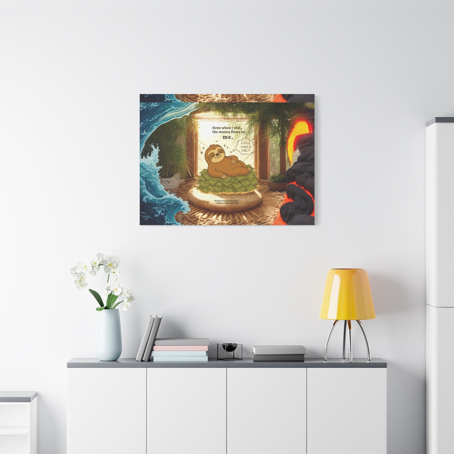 "Relaaaaaxing"  Art, Chill Vibes, Cute Sloth Wall Decor, Home Office Wall Art, Funny Gift for Friends, Unique Room Decoration