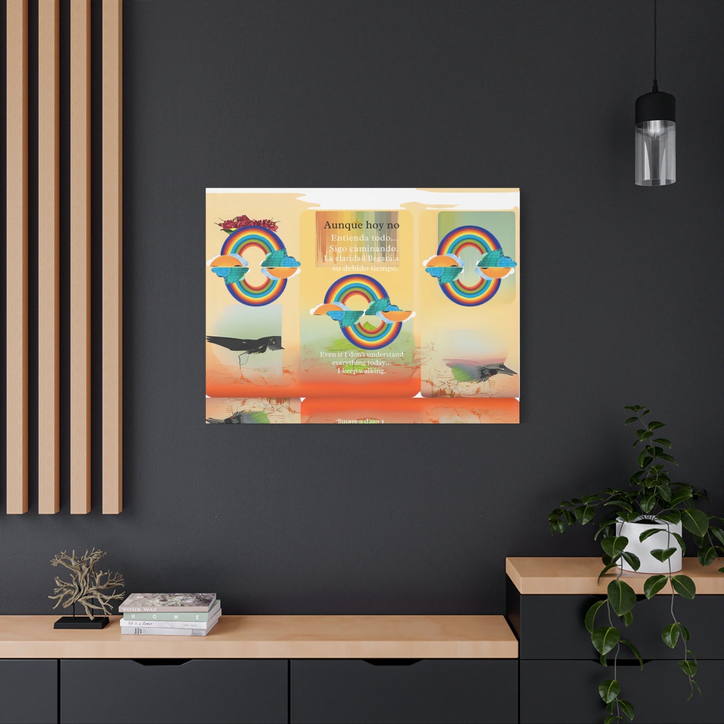 Inspirational rainbow canvas - Canvas - Colorful wall art, Motivational home decor, Positive vibes
