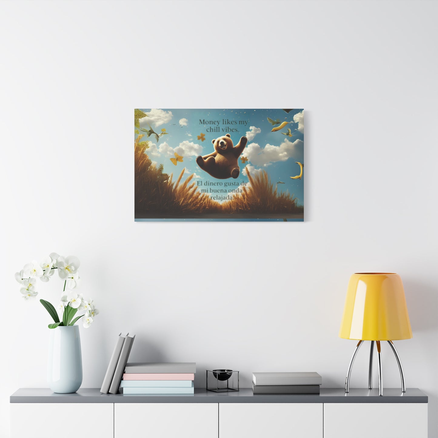 Copy of Chill Vibes Canvas Wall Art, Inspirational Decor for Home, Positive Quotes Art, Bear Illustration, Gifts for Friends