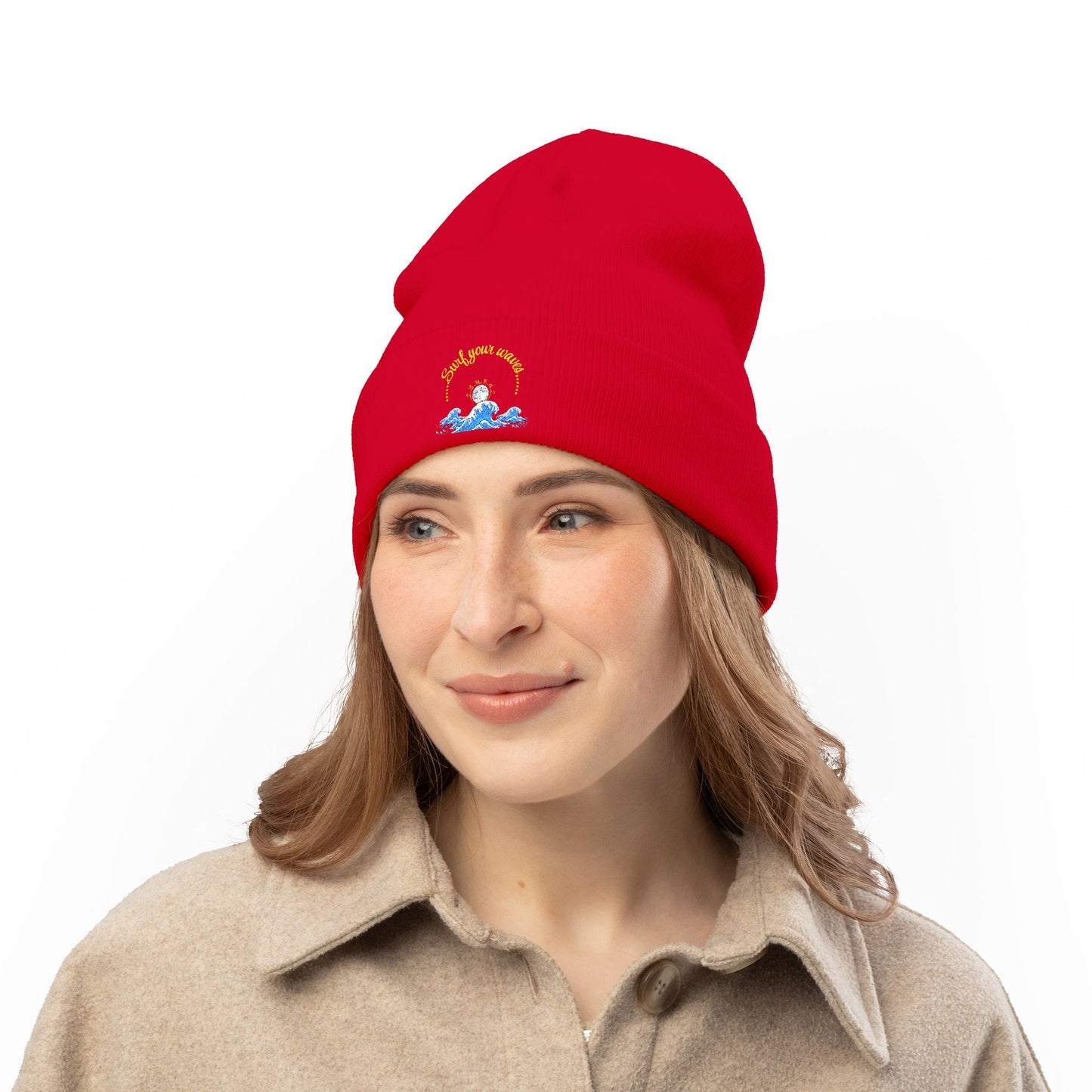 Surf your waves beanie Embroidered! , Meditation Gift, Yoga Beanie, Casual Streetwear Accessory