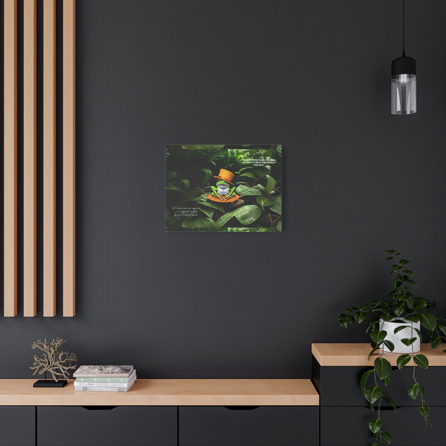 Whimsical Frog Art "ring ring renacuajo" Canvas, Nature Decor, Home Wall Art, Unique Gift for Nature Lovers, Quirky Frog Canvas Print
